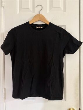 Sézane LADIES’ LÉON BLACK COTTON Crewneck T-SHIRT Size XS VGC